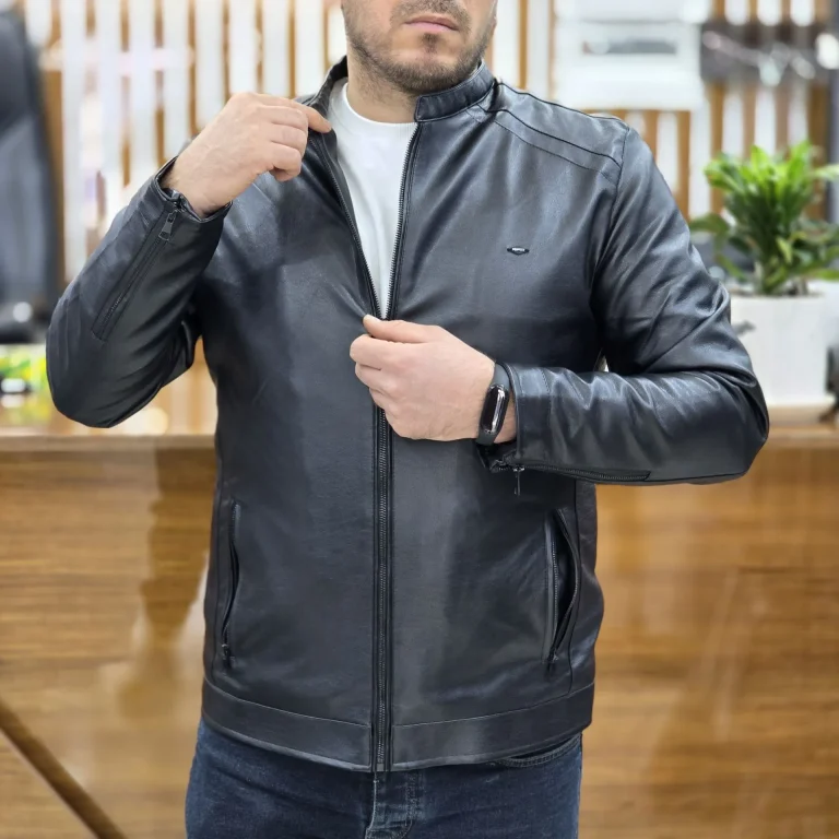 کاپشن چرم هلن مشکی