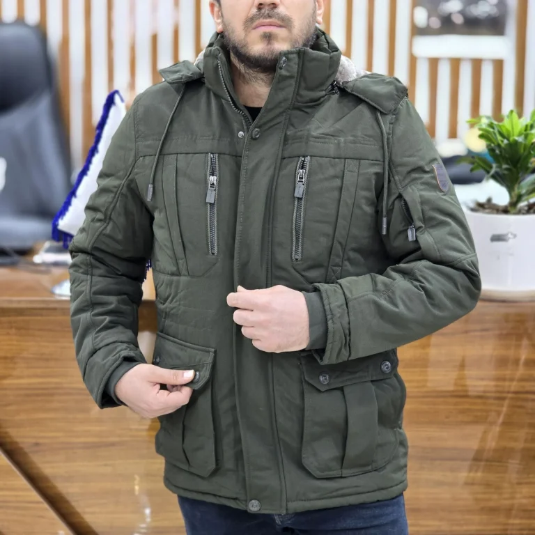 کاپشن کتان aKZL سبز تیره