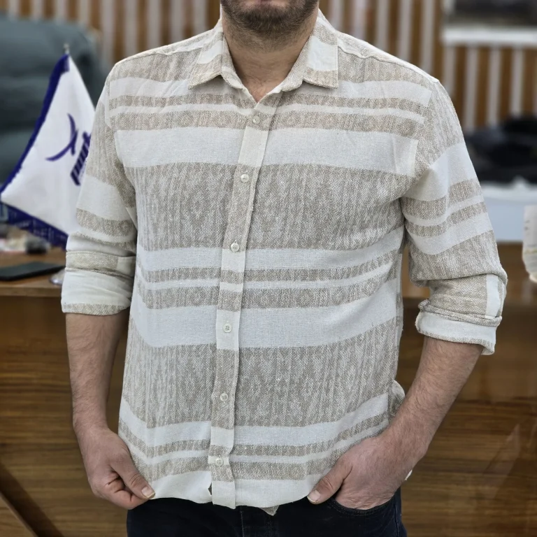 پیراهن کنفی اسپرت سفید کرم
