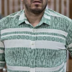 پیراهن کنفی اسپرت سفید سبز
