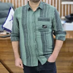 پیراهن کنفی طرحدار اسپرت سبز ترکیبی