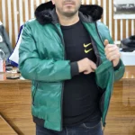 کاپشن چرم اسپرت سبز