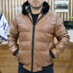 کاپشن چرم اسپرت قهوه ای