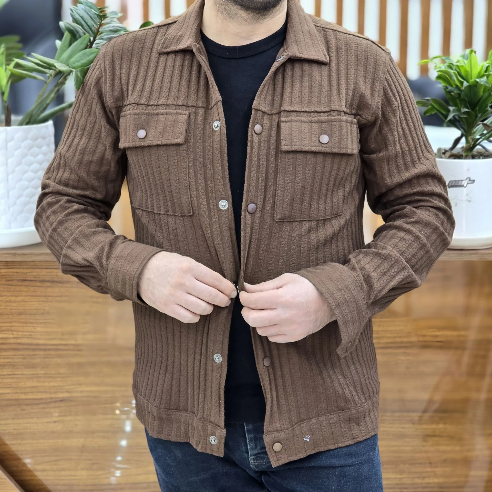 پیراهن ضخیم برند کچ قهوه ای پیراهن ضخیم برند کچ قهوه ای