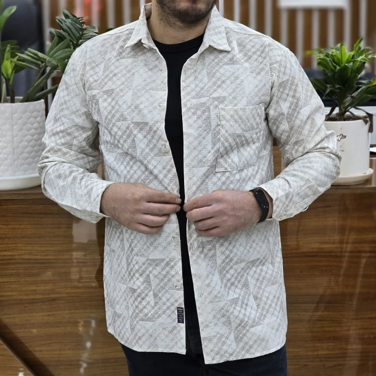 پیراهن دیجیتالی شیری