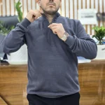 دورس نیم زیپ پولو طوسی تیره