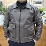 کاپشن چرم اسپرت باکسی GIESTO قهوه ای سوخته