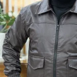 کاپشن چرم اسپرت باکسی GIESTO قهوه ای سوخته