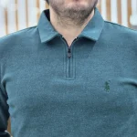 سلانیک پولو یقه دار نیم زیپ سبز یشمی